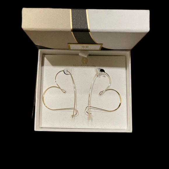 House of Harlow 1960 Jewelry - House of Harlow abstract heart hoop earrings. Really cool Gold fashion jewelry.